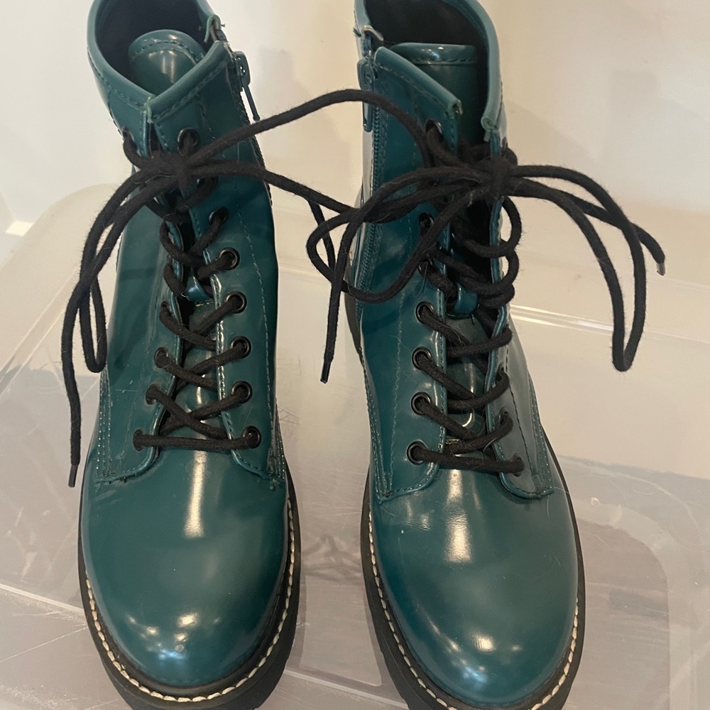 Teal Lace-Up Women's Boots